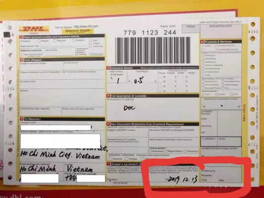 Thất lạc chứng từ xuất nhập khẩu - Fake DHL Airwaybill