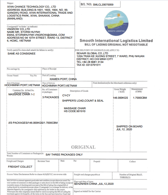 Bill of lading - Hồ sơ thanh toán hàng nhập khẩu